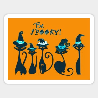 Be Spooky! Vintage Witch Cats Magnet